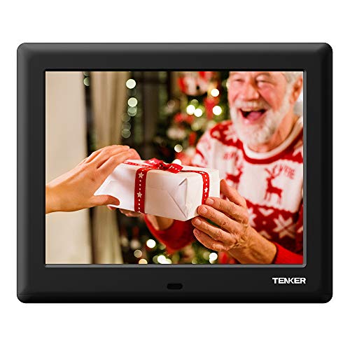 TENKER 8-inch HD Digital Photo Frame IPS LCD Screen with Auto-Rotate/Calendar/Clock Function, MP3/Photo/Video Player with Remote Control