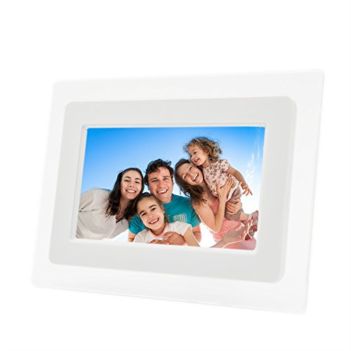 7 Inch TFT LCD Screen Digital Photos Display Frame with Calendar Support Tf Sd/Sdhc/USB Flash Drives(White)- Support 32GB SD Card-&#x3010;Upgrade Version&#x3011;