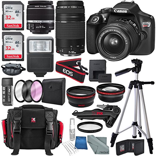 Canon EOS Rebel T6 DSLR Camera with 18-55mm, EF 75-300mm Lens, and Deluxe Bundle