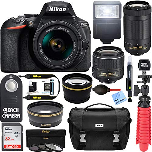 Nikon D5600 24.2 MP DSLR Camera AF-P DX 18-55mm and 70-300mm NIKKOR Zoom Lens Kit and Accessory Bundle