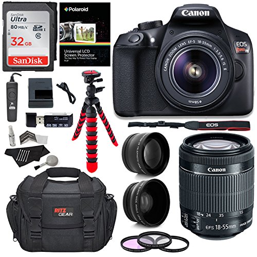 Canon T6 Digital Rebel SLR Camera Kit with EF-S 18-55mm f/3.5-5.6 is II Lens, 32GB Memory Card, Camera Bag and Premium Accessory Bundle
