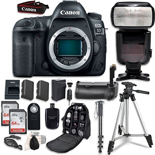 Canon EOS 5D Mark IV Digital SLR Camera Bundle (Body Only) + Professional Accessory Bundle (14 Items)