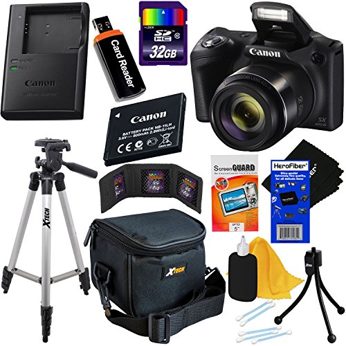 Canon Powershot SX420 is 20 MP Wi-Fi Digital Camera with 42x Zoom (Black) Includes: Canon NB-11LH Battery & Canon Charger + 9pc 32GB Deluxe Accessory Kit w/HeroFiber Cloth