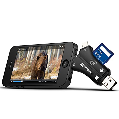 MOSPRO Trail Camera Viewer for iPhone iPad Mac &amp; Android, SD &amp; Micro SD Memory Card Reader to View Photos and Videos from any Wildlife Scouting Game Cam on Smartphone for Deer Hunter Black