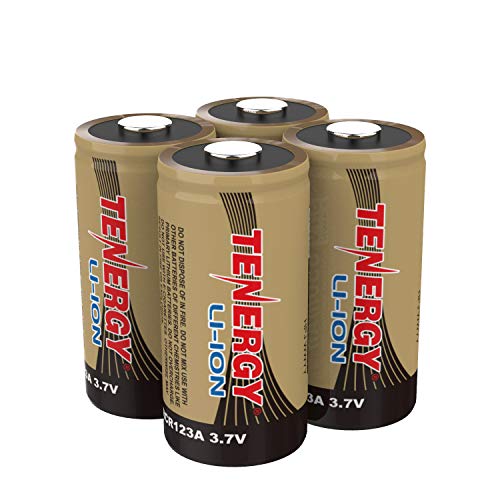Arlo Certified: Tenergy 650mAh 3.7V Li-ion Rechargeable Battery for Arlo Security Cameras (VMC3030/VMK3200/VMS3330/3430/3530) RCR123A Batteries UL UN Certified 4 Pack