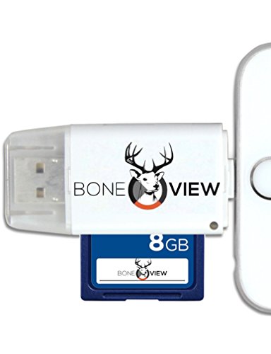 BoneView SD MicroSD Card Reader for Apple iOS, Trail Cam Viewer Plays Deer Hunting Game Camera Scouting Video & Photo Memory on iPad iPhone 5, 6, 7, 8, X - Plus Free Lightning Extender & App