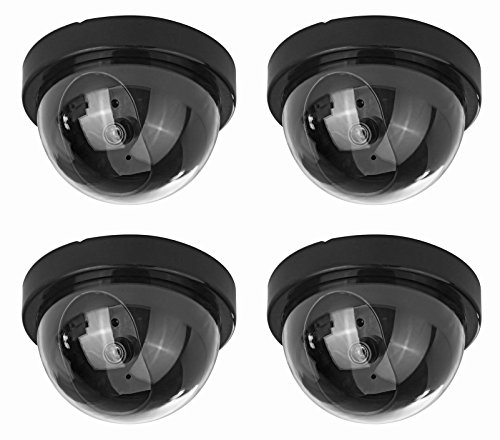 (4 Pack) Fake Dummy Security CCTV Dome Camera With Realistic Look Recording Flashing Red LED Light Indoor And Outdoor Use, For Homes & Business- By Armo