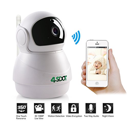 Wireless IP Camera 1080P,Nanny Cam,360 Degree Smart WIFI Camera Pan/Tilt/Zoom with Cloud Service,3D Image Touch Navigation,Panoramic View Night Vision,Two-Way Audio,Motion Detection for Elder,Baby,Pet
