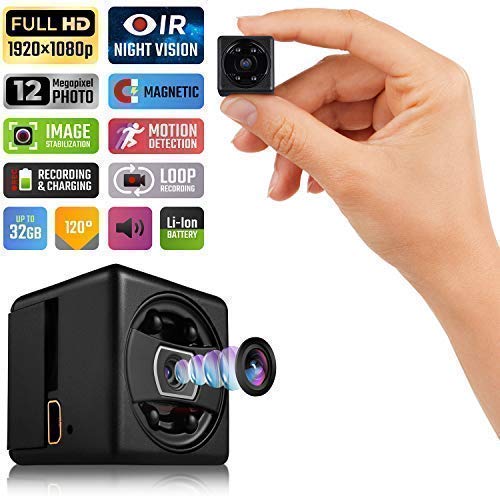 Lilexo Mini Hidden Spy Camera - 1080P Mini Security Camera - HD Cop Cam - Small Action Cam with Night Vision and Motion Detection - Indoor/Outdoor Perfect Portable Covert Camera for Home, Car, Office