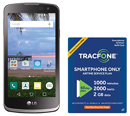 TracFone LG Rebel 4G LTE Prepaid Smartphone with Amazon Exclusive Free $40 Airtime Bundle
