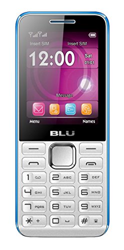 BLU Tank II T193 Unlocked GSM Dual-SIM Cell Phone with Camera and 1900 mAh Big Battery - Unlocked Cell Phones - Retail Packaging - White Blue