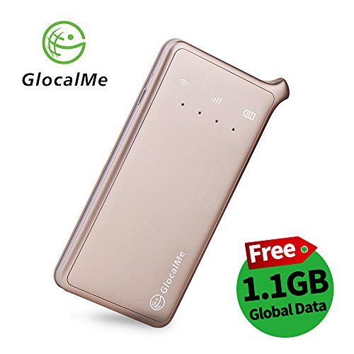 GlocalMe U2 4G Mobile Hotspot Global Wi-Fi with 1GB Global Initial Data, SIM Free, Coverage in Over 100 Countries Featuring Free Roaming, Compatible with Smartphones, Pads, Laptops and More(Gold)