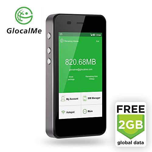 GlocalMe G3 LTE Global Mobile Hotspot Wi-Fi with 2GB Global Initial Data, SIM Free, for Internet Coverage in Over 100 Countries, Compatible with Smartphones, Tablets, Laptops and More - (Grey)