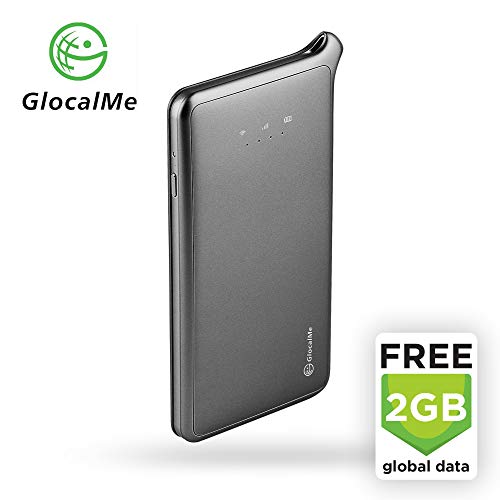 GlocalMe U2 LTE Global Mobile Hotspot Wi-Fi with 2GB Global Initial Data, SIM Free, for Internet Coverage in Over 100 Countries, Compatible with Smartphones, Tablets, Laptops and More - (Grey)