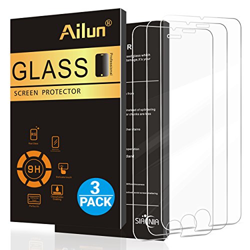 Ailun Screen Protector Compatible with iPhone 8 Plus 7 Plus,[5.5inch][3Pack],2.5D Edge Tempered Glass Compatible with iPhone 8 Plus,7 Plus,Anti-Scratch,Case Friendly,Siania Retail Package