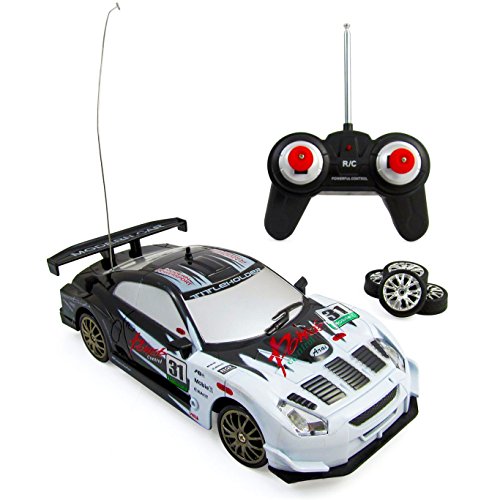 Liberty Imports Super Fast Drift King R/C Sports Racing Car Remote Control Drifting Race Car 1:24 + Headlights, Backlights, Side Lights + 2 Sets of Tires