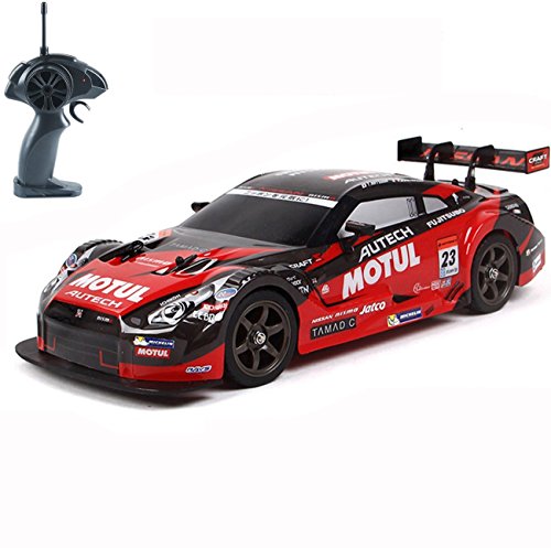 Super GT RC Sport Racing Drift Car, 1/16 Remote Control Car for Adults Kids Gifts, 4WD RTR Vehicle with 6 Battery and Drift tires - Red
