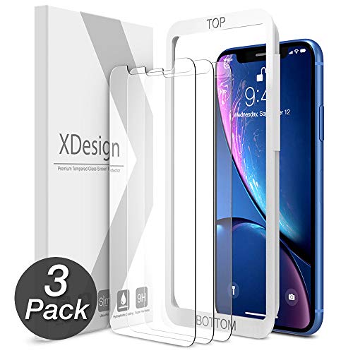XDesign Glass Screen Protector Designed for Apple iPhone XR 2018 (3-Pack) Tempered Glass with Touch Accurate and Impact Absorb + Easy Installation Tray for iPhone XR [Fit with Most Cases] - 3 Pack