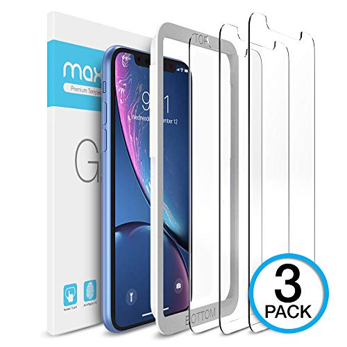 Maxboost Screen Protector Compatible Apple iPhone XR (6.1 inch) (Clear, 3 Packs) 0.25mm iPhone XR Tempered Glass Screen Protector with Advanced HD Clarity Work with Most Case 99% Touch Accurate