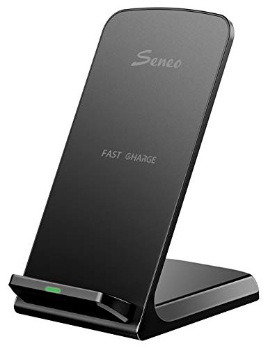 Seneo Wireless Charger, Qi Certified Wireless Charging Stand Compatible with iPhone Xs MAX/XR/XS/X/8/8 Plus, 10W for Galaxy Note 9/S9/S9 Plus/Note 8/S8, 5W All Qi-Enabled Phones(No AC Adapter)