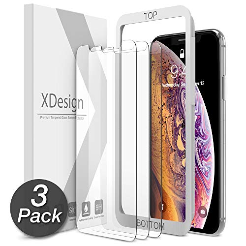 XDesign Glass Screen Protector Designed for Apple iPhone Xs MAX 2018 (3-Pack) Tempered Glass with Touch Accurate and Impact Absorb + Easy Installation Tray for iPhone Xs MAX [Fit Most Cases] (3Pack)