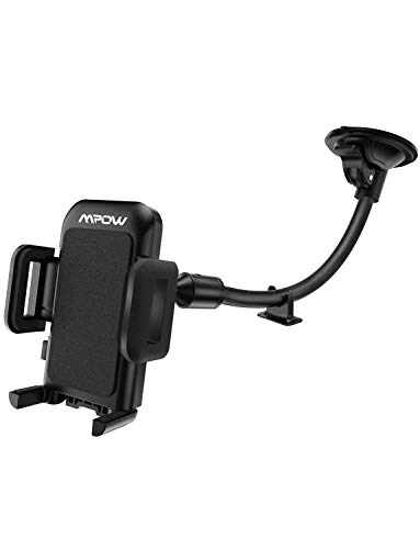 Mpow 033 Cell Phone Holder for Car, Windshield Long Arm Car Phone Mount with One Button Design and Anti-Skid Base Car Holder Compatible iPhone Xs MAX/XS/XR/X/8/7/7P/6s, Galaxy S6/S7/S8,Google,Huawei