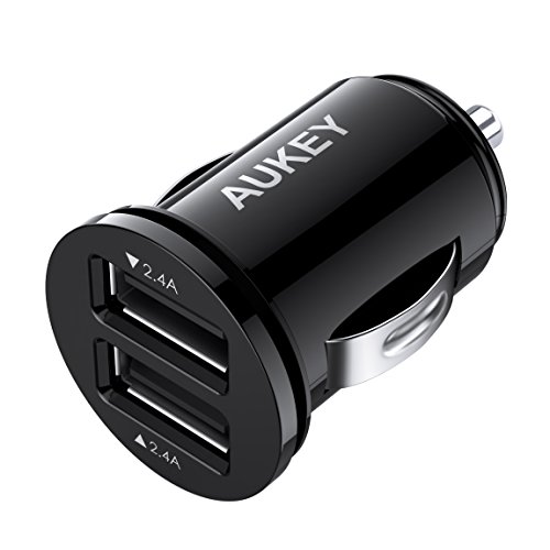 AUKEY Car Charger, Flush Fit Dual Port USB Car Charger with 24W/4.8A Output for iPhone Xs/Max/XR, iPad Pro/Mini, Samsung Galaxy Note9 and More