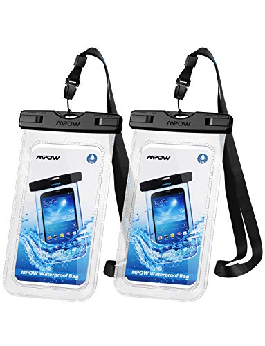 Mpow 097 Universal Waterproof Case, IPX8 Waterproof Phone Pouch Dry Bag Compatible for iPhone Xs Max/XR/X/8/8P/7/7P Galaxy up to 6.5", Protective Pouch for Pools Beach Kayaking Travel or Bath (2-Pack)