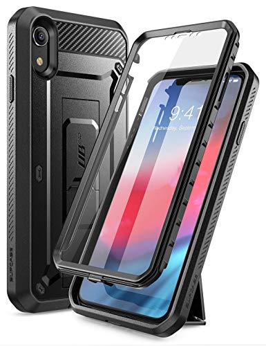 iPhone XR Case, SUPCASE Full-Body Rugged Holster Case with Built-in Screen Protector for Apple iPhone XR (2018 Release), Unicorn Beetle Pro Series -Retail Package (Black)