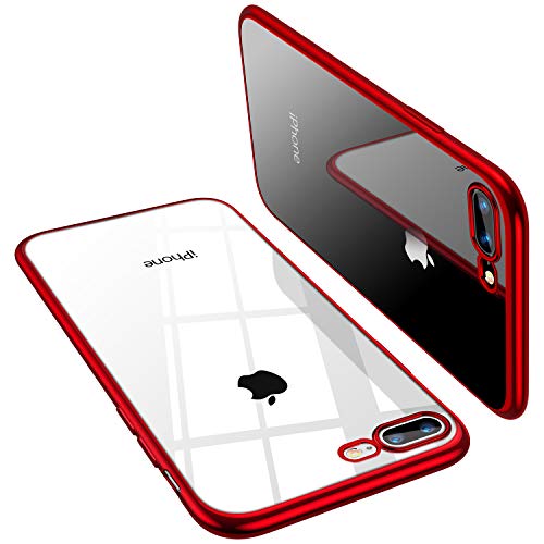 TORRAS Crystal Clear iPhone 8 Plus Case/iPhone 7 Plus Case, [Upgraded] Soft TPU Cover Slim Gel Phone Case for iPhone 7 Plus/8 Plus, Red
