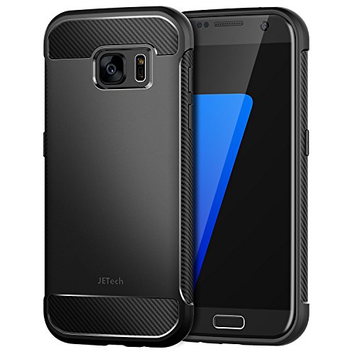 JETech Case for Samsung Galaxy S7 Protective Cover with Shock-Absorption and Carbon Fiber Design (Black)