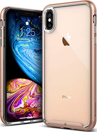 Caseology Skyfall for iPhone Xs Max Case (2018) - Clear Back & Slim Fit - Gold