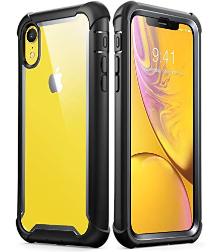 iPhone XR Case, i-Blason [Ares] Full-Body Rugged Clear Bumper Case with Built-in Screen Protector for Apple iPhone XR 6.1 Inch (2018 Release)(Black)
