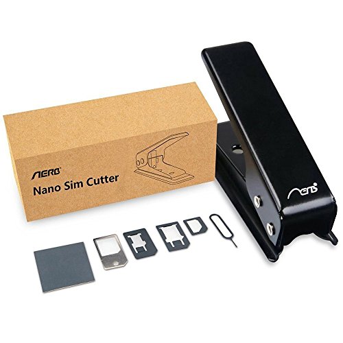 Aerb Sim Card Cutter with Nano-Micro, Nano-Standard, Micro-Standard Sim Adapters for Cellphones, Black