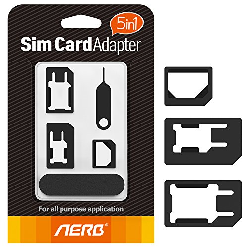 Aerb 5in1 Nano Micro Sim Card Adapter Kit with Sander Bar and Tray Open Needle