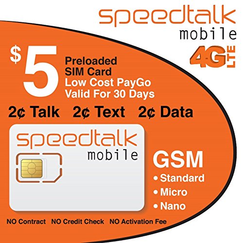 $5 SIM Card Preloaded with 1st Month Service No Contract
