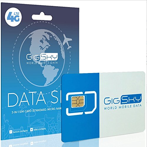 GigSky 4G LTE/3G Data SIM Card with Pay As You Go Data Plans for USA, Canada, Mexico, Europe, Asia, Middle East, and Africa for Unlocked iPhone, iPad, Android Phones, Hotspots and Tablets