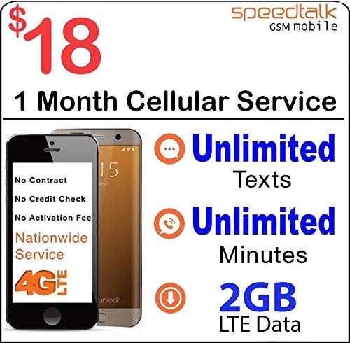Unlocked GSM Cellphone SIM Card - Unlimited Talk, Unlimited Text, 2GB of 2G 3G 4G LTE Data