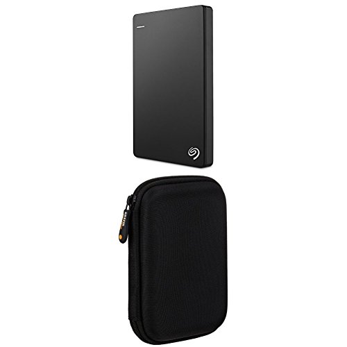 Seagate Backup Plus Slim 2TB Portable External Hard Drive USB 3.0, Black (STDR2000100) +  AmazonBasics External Hard Drive Case