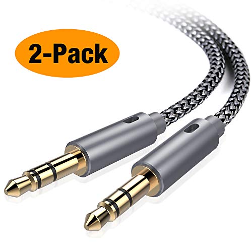 oldboytech AUX Cable, [2-Pack,4ft,Hi-Fi Sound Quality] 3.5mm Auxiliary Audio Cable Nylon Braided AUX Cord for Car/Home Stereos,Speaker,iPhone iPod iPad,Headphones,Sony Beats,Echo Dot & More