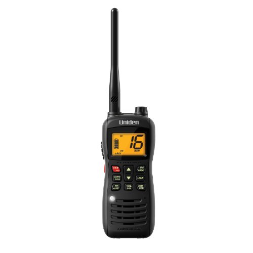 Uniden MHS126 Handheld Floating Waterproof with Emergency Strobe VHF Marine Radio, Black