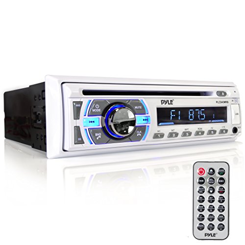 Pyle Marine Bluetooth Stereo Receiver [Digital AM/FM Radio System] Wireless Music Streaming | Hands-Free Call Answering | CD Player | MP3/USB/SD/AUX | Single DIN (PLCD43MRB)