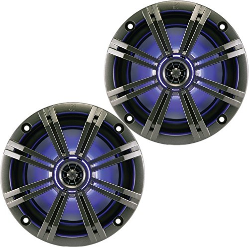 Kicker KM8 8-INCH (200mm) Marine Coaxial Speakerswith 1" tweeters,LED Charcoal and White Grilles,4-OHM