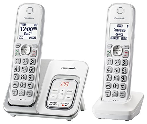 PANASONIC Expandable Cordless Phone System with Answering Machine and Call Block - 2 Cordless Handsets - KX-TGD532W (White)