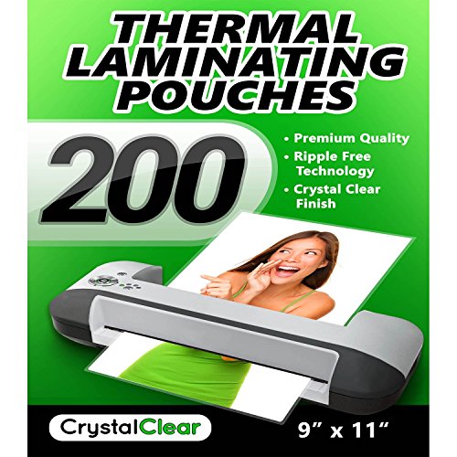 Crystal Clear Thermal Laminating Pouches - Pack of 200 Sheets (9" x 11.5")