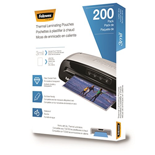 Fellowes Thermal Laminating Pouches, 3 mil, 200 Pack - 5743401