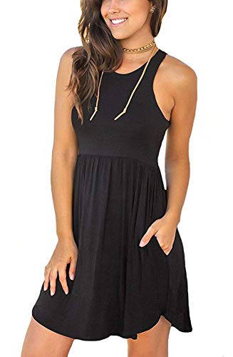 Women&#039;s Basic Sleeveless Long Tunic Top Mini T-Shirt Dress