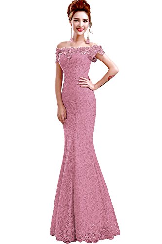 Babyonline Off Shoulder lace red Mermaid Evening Formal Bridesmaid Dress