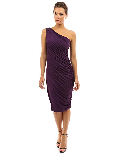 PattyBoutik Women&#039;s One Shoulder Cocktail Dress (Black L)