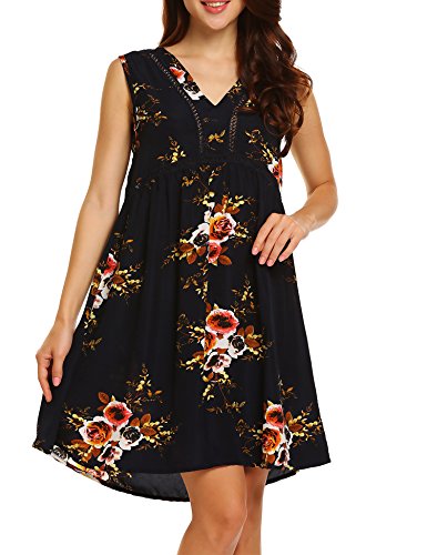 Women Summer Beach Casual Flared Floral Tank Dress